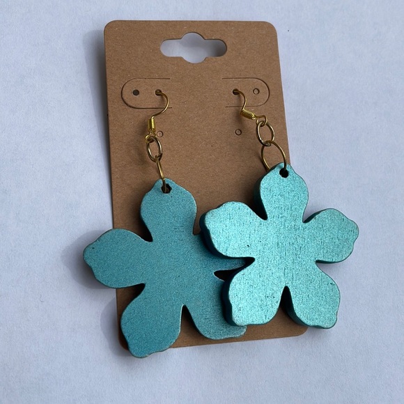 Blue Flower Earrings - Picture 3 of 5